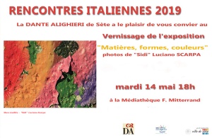 "RENCONTRES ITALIENNES 2019"  Du mardi 14 au samedì 18 mai 2019 Médiathèque  F .Mitterrand - Sète, Francia